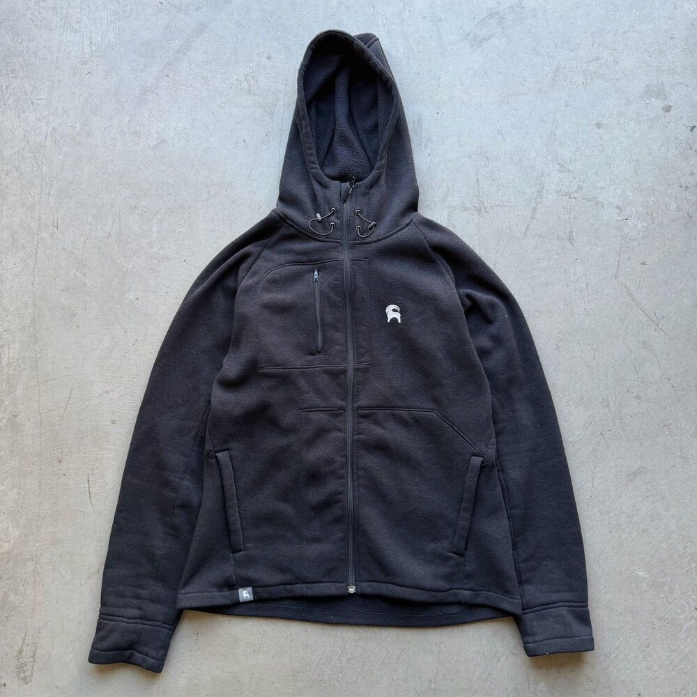 Backcountry Jacket Mens M Black Wool Blend Hooded Hunt Camp Outdoors Casual Zip